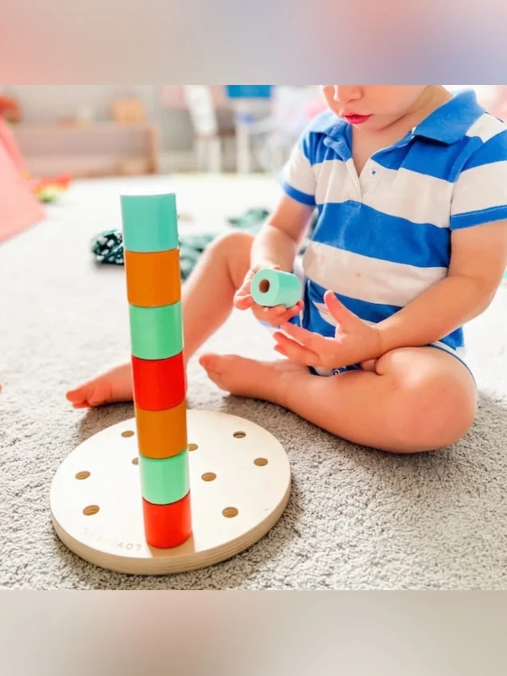 LOVEVERY Wooden Stacking Pegboard - Like New!